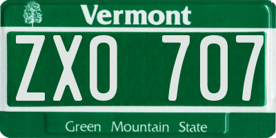 VT license plate ZXO707