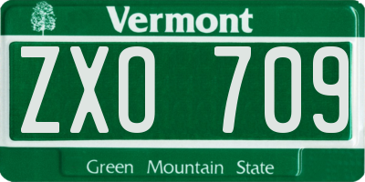 VT license plate ZXO709