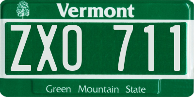 VT license plate ZXO711