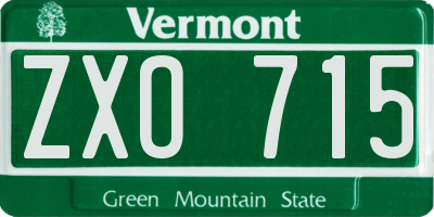 VT license plate ZXO715