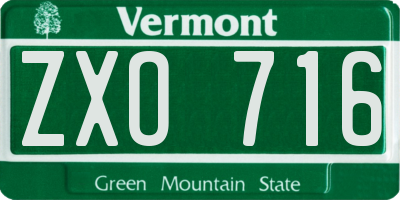 VT license plate ZXO716