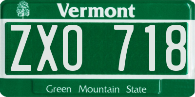 VT license plate ZXO718