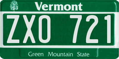 VT license plate ZXO721
