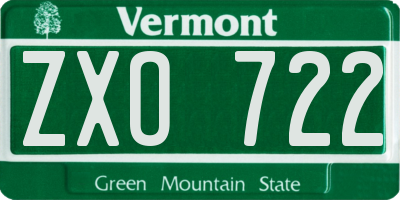 VT license plate ZXO722