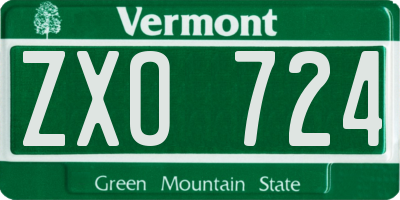 VT license plate ZXO724