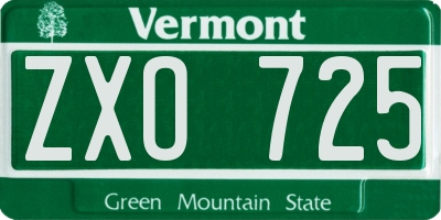 VT license plate ZXO725