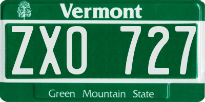 VT license plate ZXO727