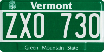 VT license plate ZXO730