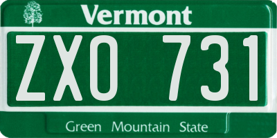 VT license plate ZXO731
