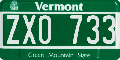 VT license plate ZXO733