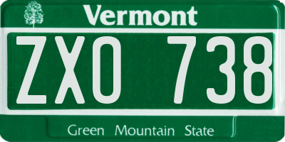 VT license plate ZXO738