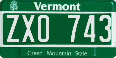 VT license plate ZXO743