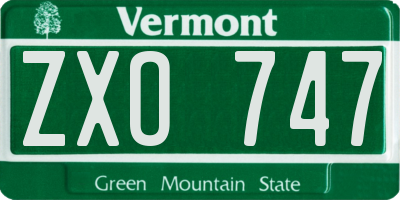 VT license plate ZXO747