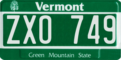 VT license plate ZXO749