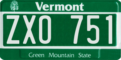 VT license plate ZXO751