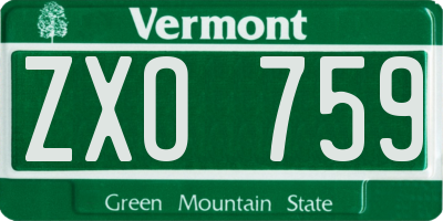 VT license plate ZXO759