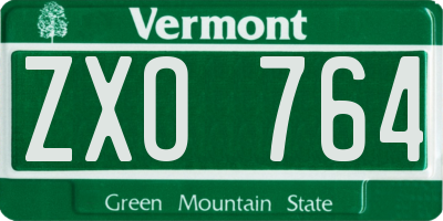 VT license plate ZXO764