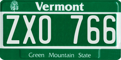 VT license plate ZXO766