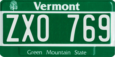 VT license plate ZXO769