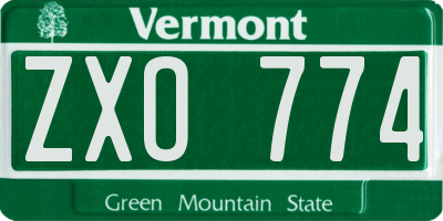 VT license plate ZXO774