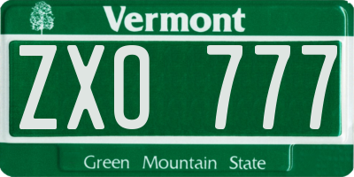 VT license plate ZXO777