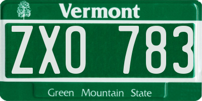 VT license plate ZXO783