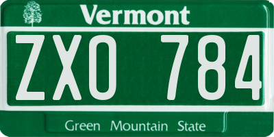VT license plate ZXO784