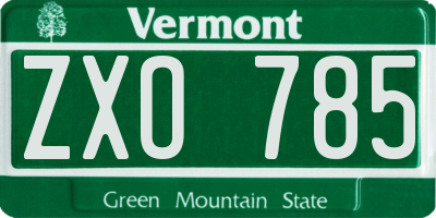 VT license plate ZXO785