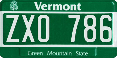 VT license plate ZXO786