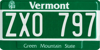 VT license plate ZXO797