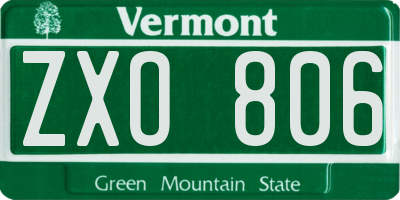 VT license plate ZXO806