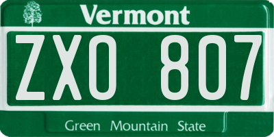 VT license plate ZXO807