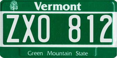 VT license plate ZXO812
