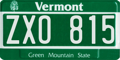 VT license plate ZXO815