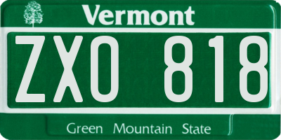 VT license plate ZXO818