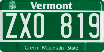 VT license plate ZXO819
