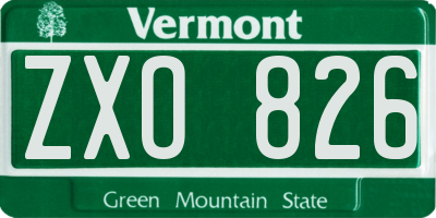 VT license plate ZXO826