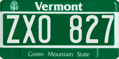 VT license plate ZXO827