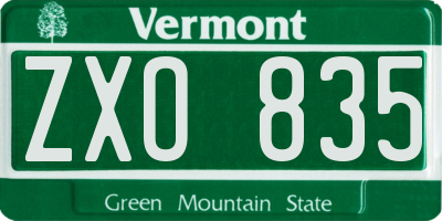 VT license plate ZXO835