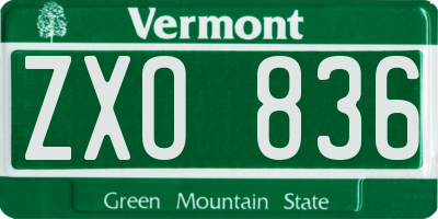 VT license plate ZXO836