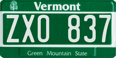 VT license plate ZXO837