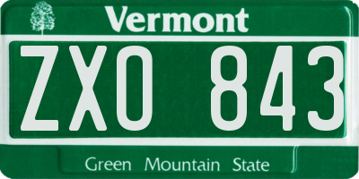 VT license plate ZXO843