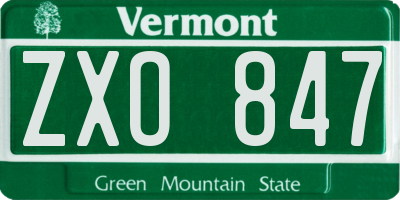 VT license plate ZXO847