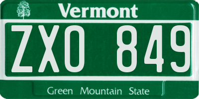 VT license plate ZXO849