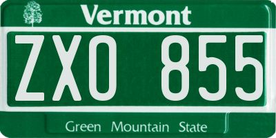 VT license plate ZXO855