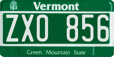 VT license plate ZXO856