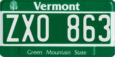 VT license plate ZXO863