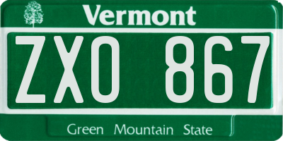 VT license plate ZXO867