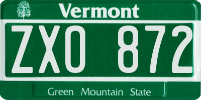 VT license plate ZXO872