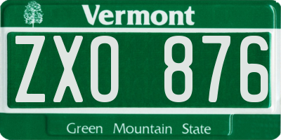 VT license plate ZXO876